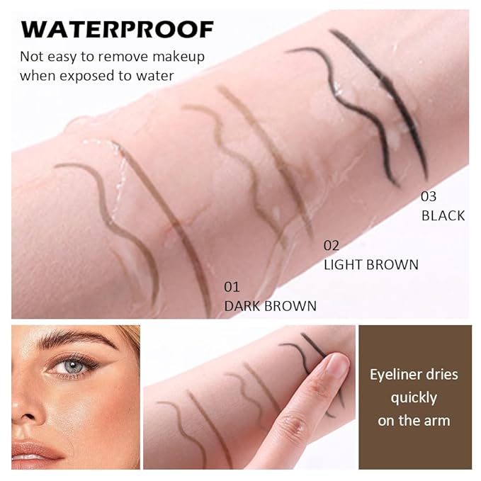 WanTuoluo 3-in-1 Retractable Eyeliner Pencil for Women, Built-in Sharpener & Blending Brush, Black Light Dark Brown, Waterproof Long-Lasting Spring Sale Deal 2026 (01-Black-2 Pack)