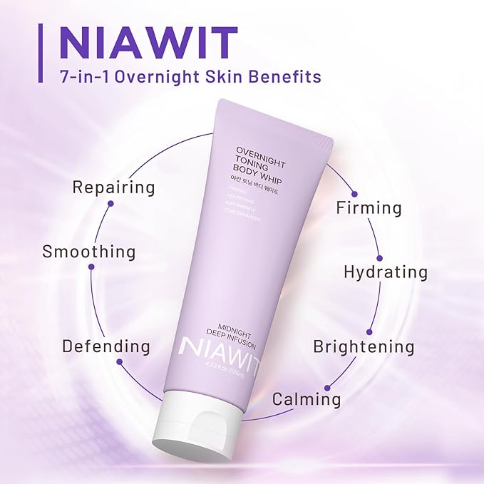 Overnight Toning Body Whip for Loose Skin & Cellulite – Firming and Tightening Body Cream for Arms, Thighs & Belly, Hydrating Anti-Wrinkle Moisturizer | Targets Crepey Skin While You Sleep