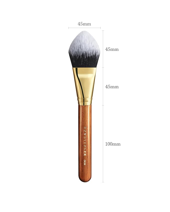 Desert Oak Series BloomFluff Powder Brush - 45mm Large Heart-Shaped Face Brush for Setting Powder & Bronzer, Premium Bubinga Wood Handle (CM 196)