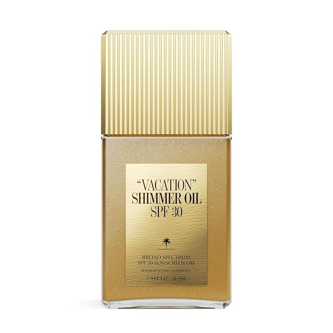 "VACATION" Shimmer Oil SPF 30 by Vacation, Shimmering Body Sunscreen, Water-Resistant, Enhances All Skin Tones, Dermatologist-Tested, Vegan, Travel Size, 2.9 Fl. Oz.