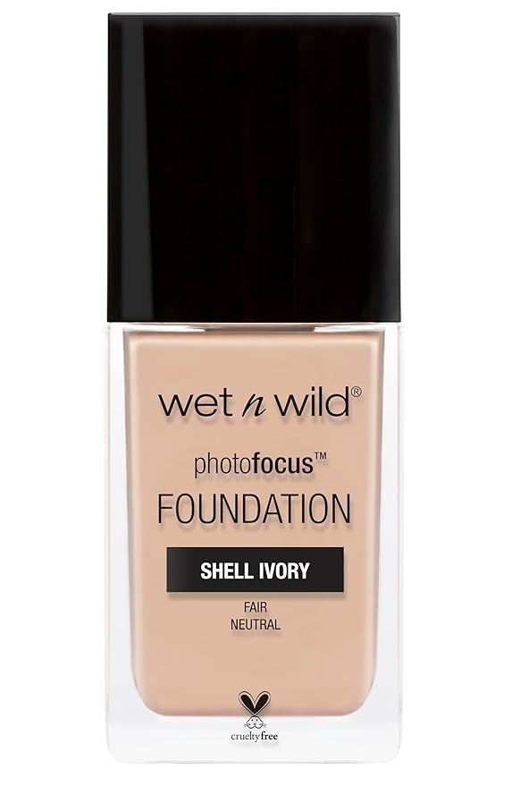 wet n wild Photo Focus Matte Liquid Liquid Foundation Shell Ivory, Vegan & Cruelty-Free