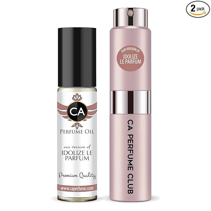 CA Perfume Duo Impression of Idolize Le Parfum For Women Perfume Layering Set Long Lasting Travel Size EDP + Body Oil Roll-On Bottle 0.27 Fl Oz+0.33 Fl Oz
