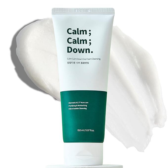 Calm Calm Down Cica Foam Cleanser – Deep Pore Cleansing, Face Wash with 5-CICA Complex | Soothing, Calming, Mild Formula for Daily Use | 5.07 fl.oz. / 150 ml