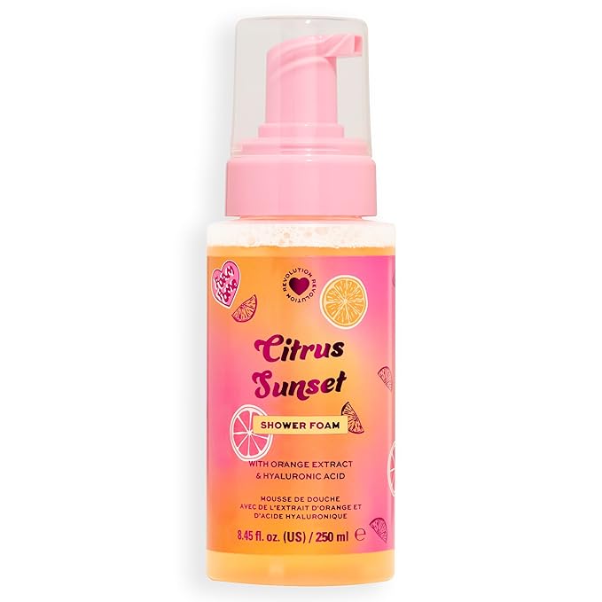 I Heart Revolution, Citrus Sunset Shower Foam, Moisturizing Body Wash with Hyaluronic Acid, Sweet Citrus Scent, Cruelty-Free & Vegan, 8.45 fl oz
