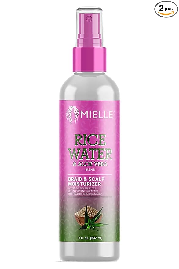 Mielle Rice Water & Aloe Vera Blend Braid & Scalp Moisturizer 8 Fl Oz (Pack of 2)
