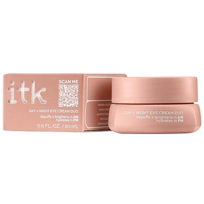 ITK Skincare Eye Cream Set - Caffeine Infused Under Eye Stick + Anti Aging Day + Night Eye Cream with Vitamin C and Ceramides - Brighten + Depuff - Hydrate, Firm + Reduce Puffiness - Skincare Set
