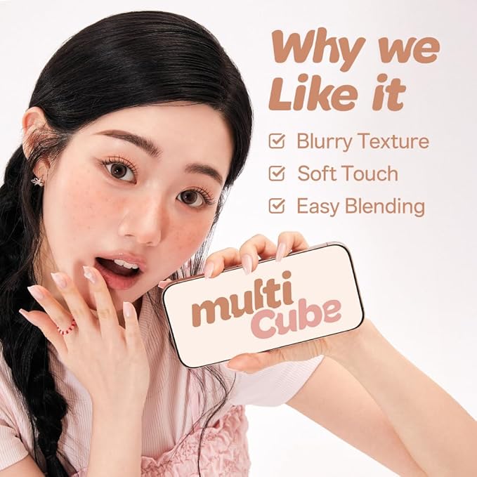 I'M MEME Mini 2-in-1 Palette - Multi Cube 08 Fig Tart | Portable, Versatile, 4 Eye-shadows and 1 Blush, Soft Touch, Suitable For Daily Blending, Long Wear Blendable, Pearly Finish, 0.27 Oz