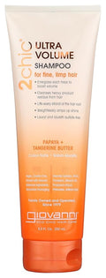 GIOVANNI 2chic Ultra-Volume Shampoo - Daily Volumizing Formula with Papaya & Tangerine Butter, Promotes Weightless Control for Fine Limp Thin Hair, No Parabens, Color Safe - 8.5 fl oz
