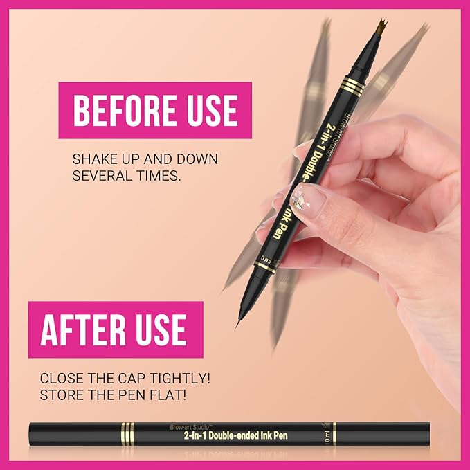 iMethod Microblading Eyebrow Pencil - Brow Pencil 2-in-1 Dual-Ended Eyebrow Pen with 3-Prong Micro-Fork-Tip Applicator and Precise Brush-Tip Create Natural-Looking Brows, Stay on All Day, Light Brown