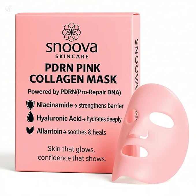 Snoova PDRN Pink Collagen Gel Mask | Overnight Hydrating & Firming Jelly Mask for Glass Glow Skin | Salmon DNA PDRN, Niacinamide & Collagen | Cooling, Brightening Skincare | 28g, 4 Pack