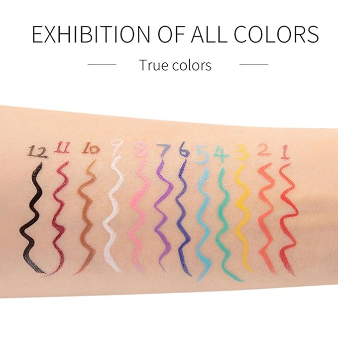 12 Colors Matte Liquid Eyeliner Set, Colorful Neon Eyeliner Pencil Rainbow Waterproof Long Lasting Matte Colorful Milti-Functional Eyeshadow Pen Mother's Day Eye Makeup Gifts for Women