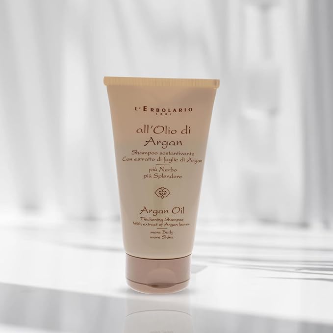 L'Erbolario Argan Oil Hair Thickening Shampoo - Shampoo for Men and Women - Restores and Strengthens Fragile Hair - Adds Volume and Softness - 5.07 oz