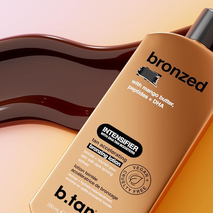 b.tan Sun Tanning Lotion | Tan Accelerator - Best Tinted Browning Cream, Brown Intensifier Bronzing Lotion, No SPF, Packed with DHA Boosters, Mango Butter & Peptides, Austrailian Brand, 8.45 Fl Oz