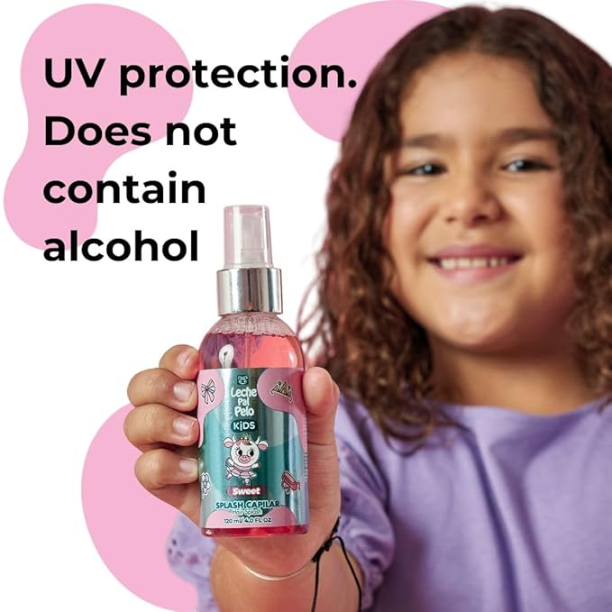 Leche Pal Pelo Kids - Sweet Hair Splash Perfume with Amino Acids, Provitamin B5 - Long-Lasting Fragrance for Soft Hair - 4 oz