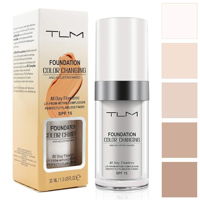 Color Changing Foundation, 2 Pack, Liquid, Moisturizing, Sunscreen, 30ml