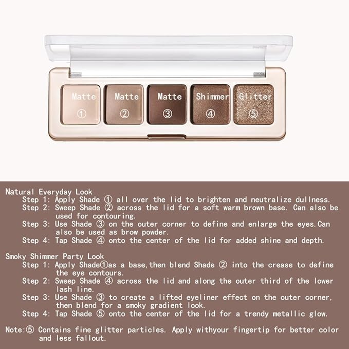 Neutral Nude Matte & Shimmer Eyeshadow Palette – Pink, Cocoa Brown & Champagne Gold Shades, Warm Nude Glitter Eye Shadow Contour Palette for Mature Women, Blue Green Eyes & Daily Natural Makeup