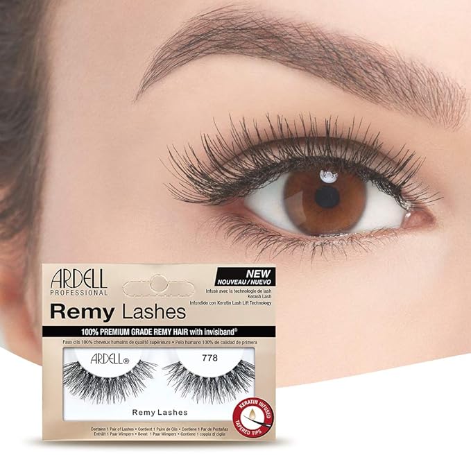 Ardell Remy Lash 778, Premium Grade Remy Hair False Lashes with Invisiband, 4 Pairs