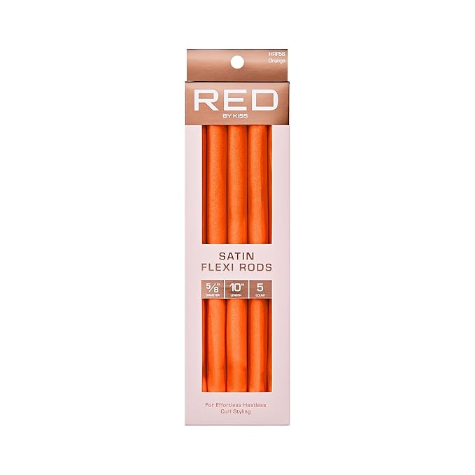 Red by Kiss Satin Flexi Heatless Curling Rods, Damage Free & Frizz Free No Heat Soft Curls, Silky Satin to Prevent Breakage, Comfortable Pin-Free Styling, Gentle Rollers for All Hair Types