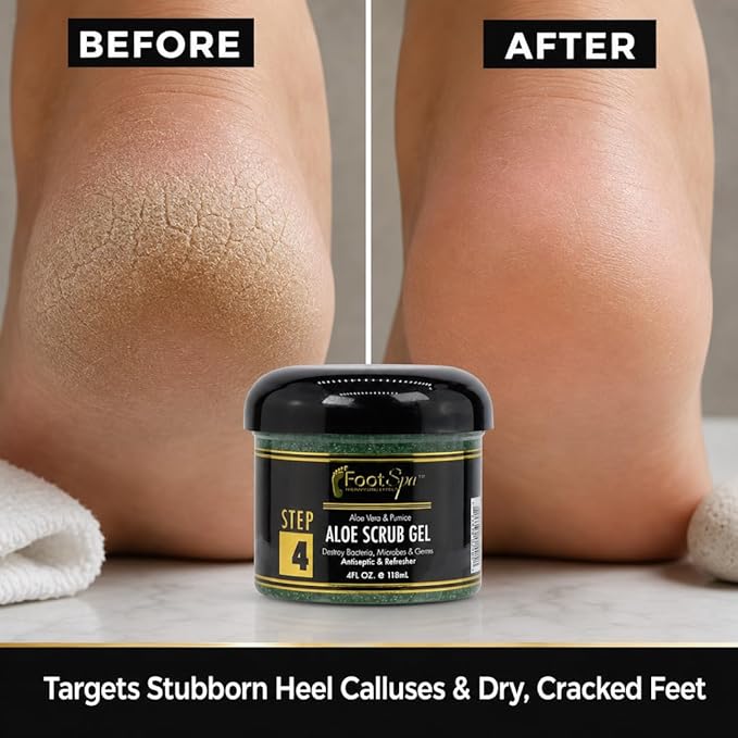 FOOT SPA - Exfoliating Scrub Gel, 4 Oz - Manicure, Pedicure and Body Exfoliator Infused with Aloe Vera and Salicylic Acid - Glow, Polish, Smooth and Moisture Skin - Body, Hand and Foot