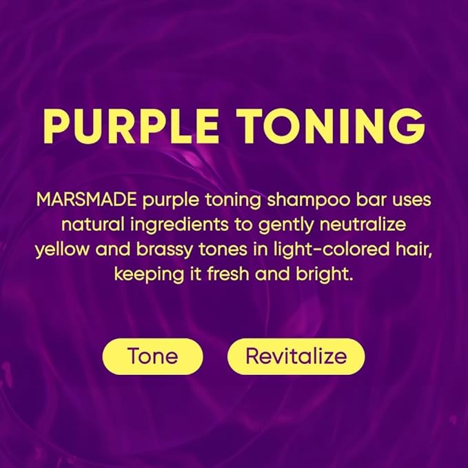MARS MADE Purple Toning Shampoo Bar 2.0 - Hydrating & Moisturizing Natural Hair Soap for Hair Color & Scalp Nourishment - Solid Shampoo for All Hair Types (120g, 4.23oz)