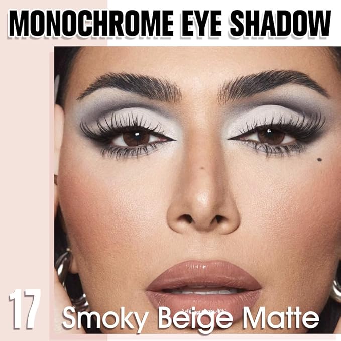 Smoky Beige Matte Eyeshadow, Light Nude White Single Eyeshadow Palette Makeup, Neutral Powde Eye Shadow for Mature Skin, Pigmented Waterproof, Vegan & Cruelty-Free, Sombras para Ojos