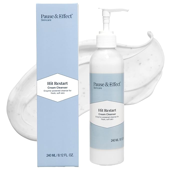 Pause & Effect Gentle Enzyme Cleanser for Menopausal Skin, Removes Makeup and Sunscreen, Hydrating Face Wash with Green Tea Antioxidants for Sensitive or Dry Skin
