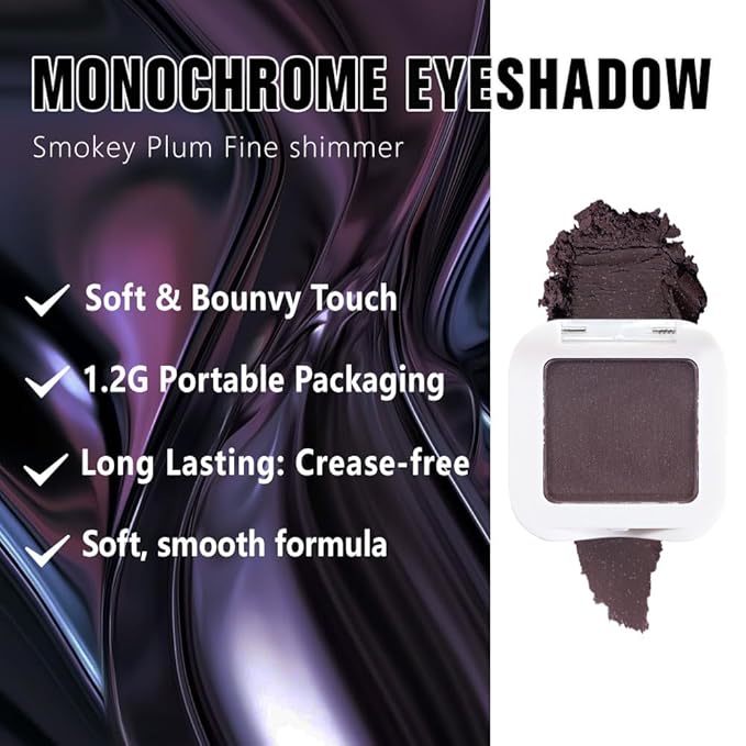 evpct Matte Shimmer Eggplant Purple Eyeshadow Palette Makeup for Older Women Brown Eyes, Deep Dark Mauve Plum Purple Cream Eye Shadow Palette Single for Older Women, Monochrome Long Lasting Eyeshadow