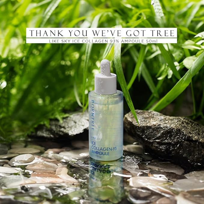 BORNTREE Like Sky Ice Marine Collagen 93 Ampoule 1.69 fl oz with 7 Types of Hyaluronic Acid, Absorption Rate of More than 40 Times, K-Beauty Skin Serum
