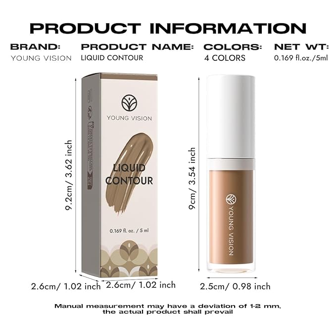 YOUNG VISION Liquid Bronzer Contour, Long Lasting Korean Liquid Bronzer, Non-sticky Waterproof Face and Cheek Bronzed Glow, Moisturizing Pigmented Water Contour for Face, Cheeks, Mature Skin