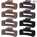 8 Pcs Large Hair Claw Clips 4.1 Inch Non-slip Big Square Matte Hair Claws for Women, Strong Hold Banana Clip for Thick Thin Hair(Grey/Khaki/Black)