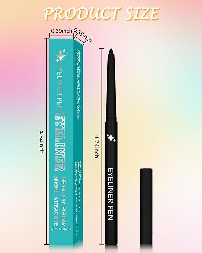 Glitter Blue Eyeliner Pencil, Glitter Gel Eyeliner Pencils, Waterproof Smudge Proof Long-Lasting Metallic Waterline Eye Liner, Precision Retractable Shine Pen for Mature Women Girls Eye Makeup- #07