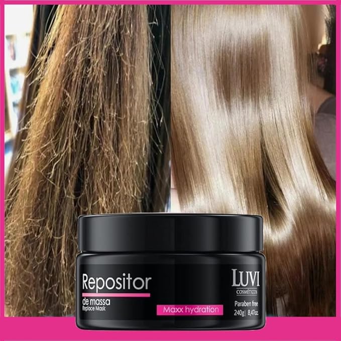 LUVI COSMETICS Hair Replace Mask Repositor Maxx Hydration (8.46 Fl oz | 240g) - Keratin Hair Treatment with Collagen and Keratin, Quick 3 Minute Hair Care for Shine and Softness