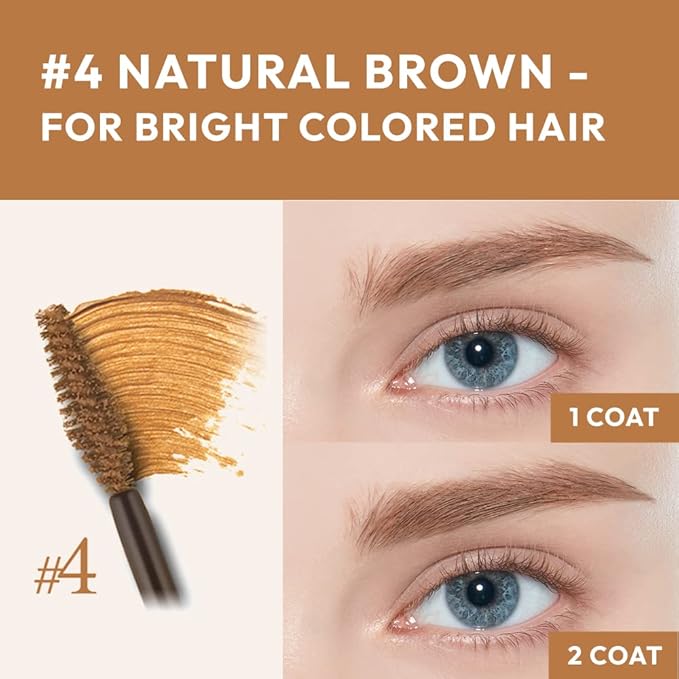 ETUDE Color My Brows, Brow Mascara, 3D Natural Coloring, Beeswax & Carnauba Wax, Moisturizing Brow Care, Eyebrow tint, Soft Gel Texture, Korean Makeup, Beauty, Natural Brown (0.152 Fl Oz)