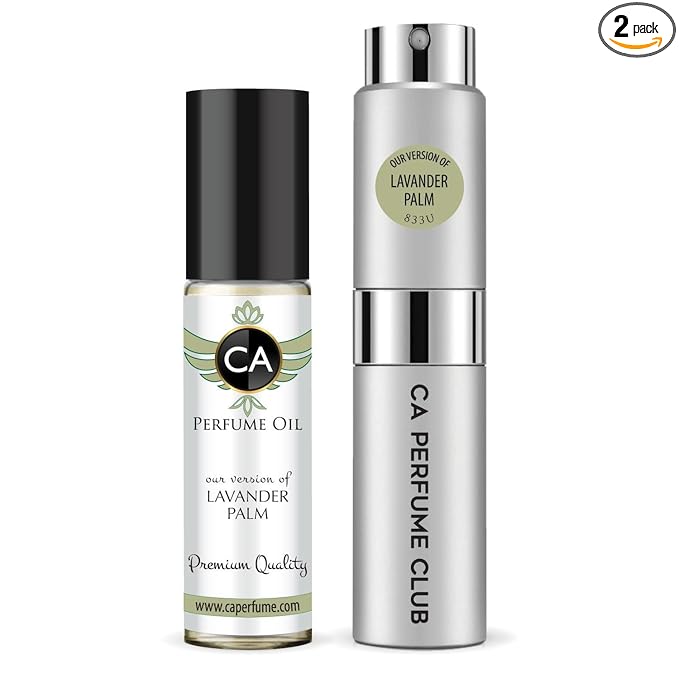 CA Perfume Duo Impression of Lavander Palm For Women And Men Perfume Layering Set Long Lasting Travel Size EDP + Body Oil Roll-On Bottle 0.27 Fl Oz+0.33 Fl Oz