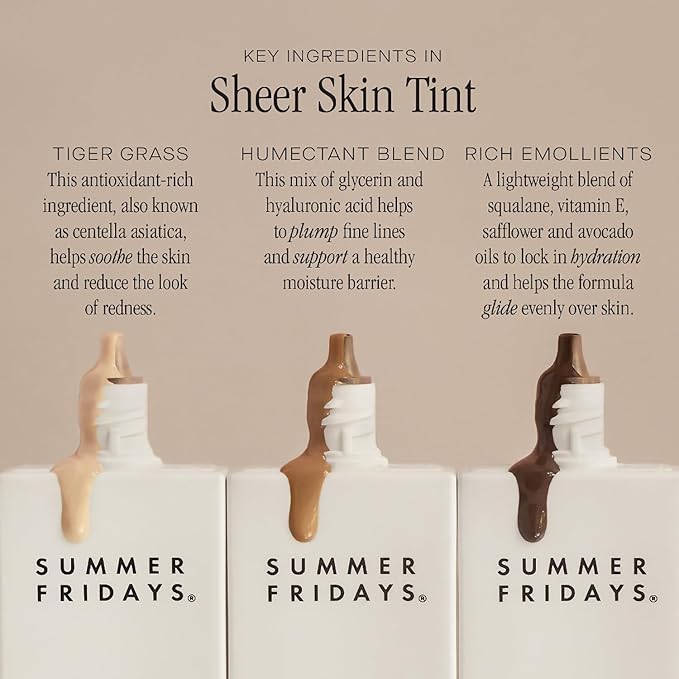 Summer Fridays Sheer Skin Tint with Hyaluronic Acid, Diminishes Uneven Tone, Sheer to Light Coverage, Shade 9, Rich Deep with Neutral Cool Undertones (1 Fl Oz)