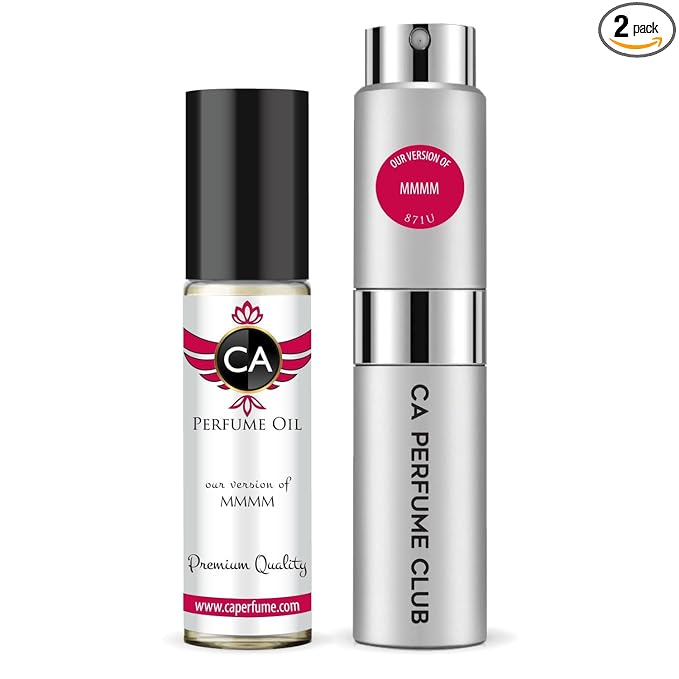 CA Perfume Duo Impression of MMMM For Women And Men Perfume Layering Set Long Lasting Travel Size EDP + Body Oil Roll-On Bottle 0.27 Fl Oz+0.33 Fl Oz