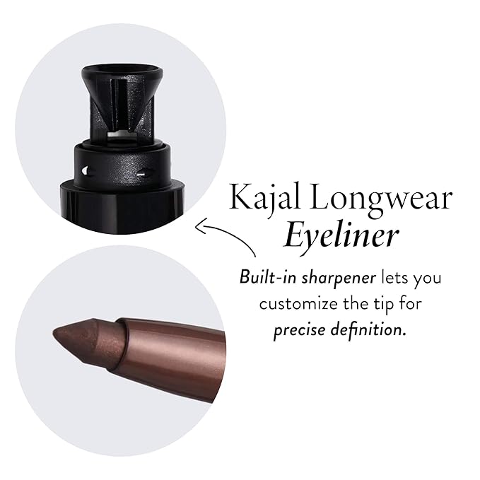 LAURA GELLER Laura’s 3 E’s Eyeliner, Eyelash & Eyebrow Kit for Mature Skin | Taupe | Kajal Longwear Eyeliner, Kajal Longwear Mascara & Bravo Brows Soft Pencil + Brush