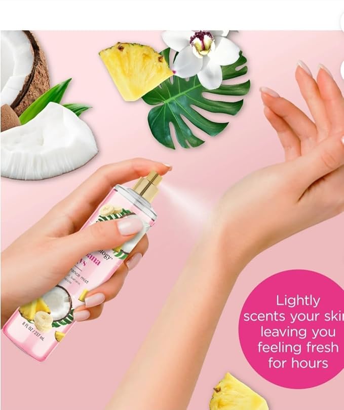 MT.Bodycology Cabana Days Fragrance Body Mist, Coconut Banana Pineapple, Long-Lasting, 8 fl oz