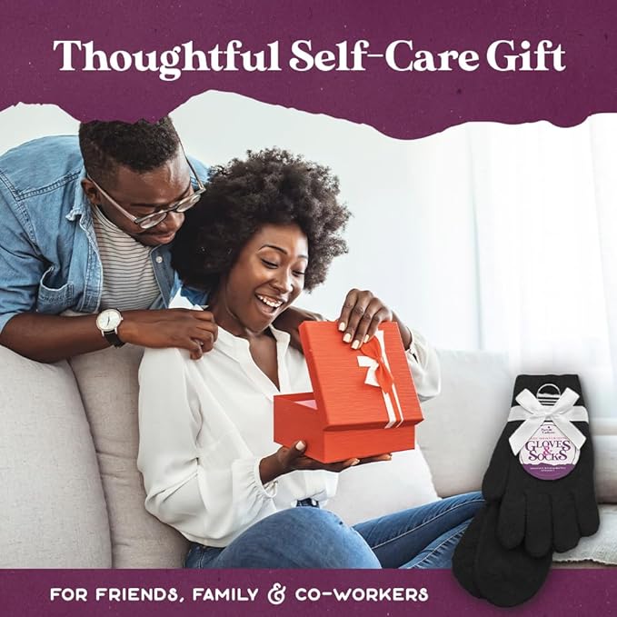 Purple Canyon Moisturizing Socks and Gloves Set | Black Fuzzy Socks and Gloves with Aloe and Vitamin E for Women | Women's Gifts for Self-Care
