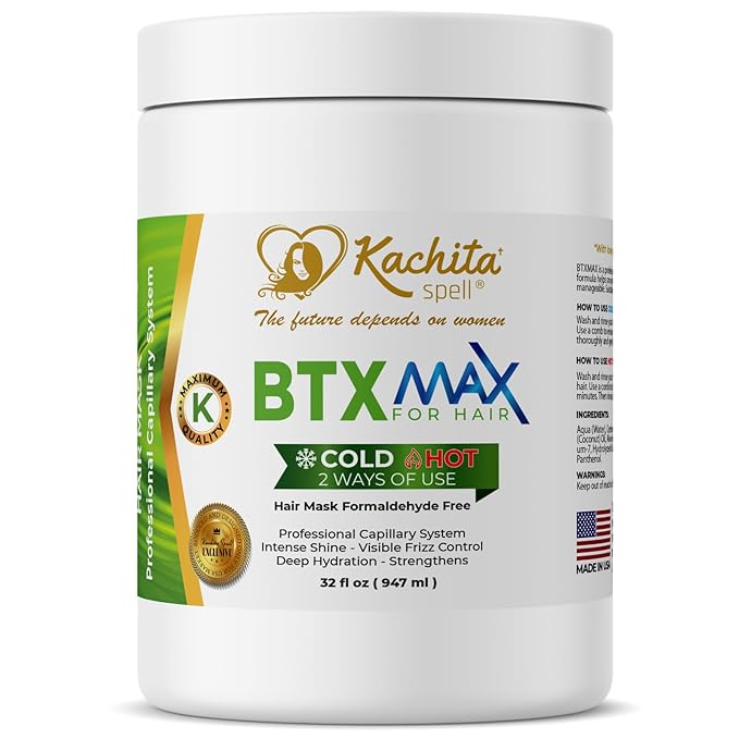 Kachita Spell BTXMAX Deep Conditioning Hair Mask for Dry & Damaged Hair, Keratin & Argan Oil Treatment for Hydration, Frizz Control & Softness, Sulfate Free & Paraben Free, 32oz