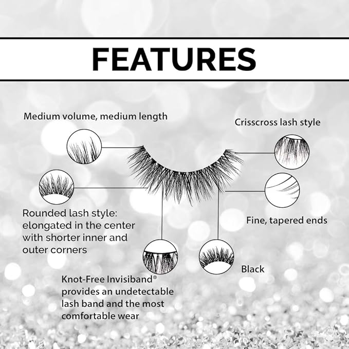 Ardell Faux Mink Lashes 817 Black - Lightweight, Reusable False Eyelashes, Comfortable Invisiband for All-Day Wear, 4 Pack