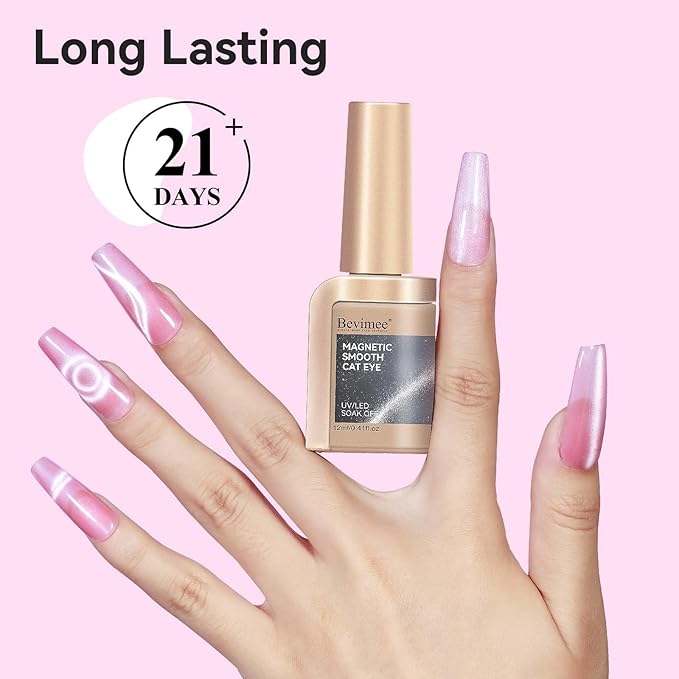 Pink Cat Eye Gel Nail Polish, Moonlight Glitter Holographic Cateye Nail Polish with Magnet 12ML, Magnetic Glass Smoothie UV Gel for Valentine's Day Gift Nail Art Manicure DIY at Home