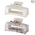 Hair Claw Clips Cutout Tortoise Shell Celluloid Hair Jaw Clips 3 Inches French Design Rectangle Hair Clamp for Women Ladies Mother (2 Pack)