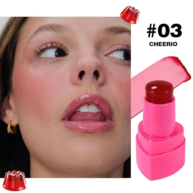 Multi-Use Juicy Love Blush, Cooling Water Jelly Tint Stick, Bouncy Jelly Texture, 3-In-1 Cheek Blush & Eyeshadow & Lip Tinted Long-Lasting Moisture - 1,000+ Swipes Per Stick (#03)