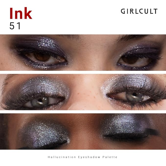GIRLCULT 4-Color Eyeshadow Palette - Highly Pigmented Matte & Glitter Long-Lasting Eyeshadow Quad, Blendable Radiant Finish with Built-in Mirror for Precision Application #51