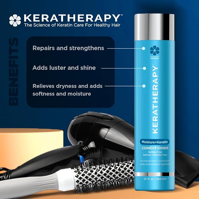 Keratherapy Keratin Infused Moisture Conditioner, 33.8 fl. oz., 1000 ml - Hydrating & Moisturizing Conditioner for Dry Hair with Collagen, Jojoba Oil, & Kerabond Technology