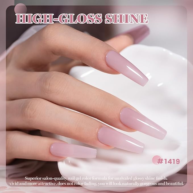 RARJSM Nude Soft Milky Pink Gel Nail Polish Neutral Skin Tone Sheer Jelly Pink Gelpolish 1PC 15ml Single Bottle Creamy Transparent Natural Nudegel Polish Soak off Cured for Home Salon French Manicure
