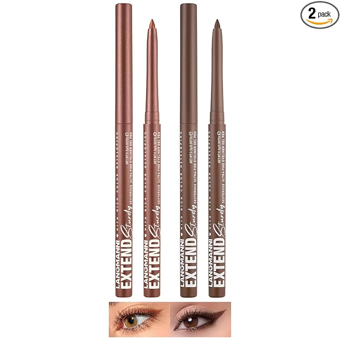 LANGMANNI 2Pcs Metal Colorful Eyeliner Pencil Set - Matte & Shimmer Eye Makeup,Smooth Use Long-Lasting & Waterproof Eyeliner Set(#05+09)