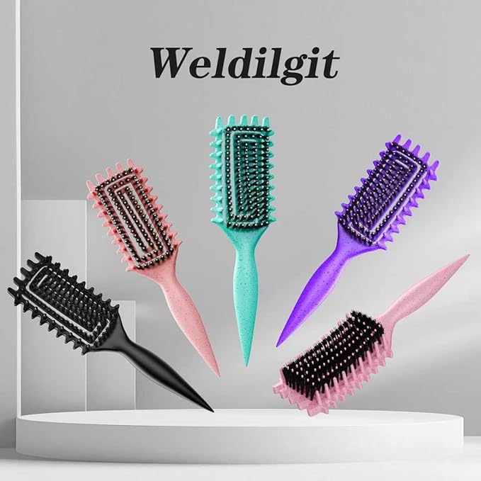 Curly Hair Brush, Curl Defining Brush with Soft Boar Bristles Detangling Tangled Glides, Wide-Teeth Design Effortlessly Shaping & Defining Curls (Matte Black)