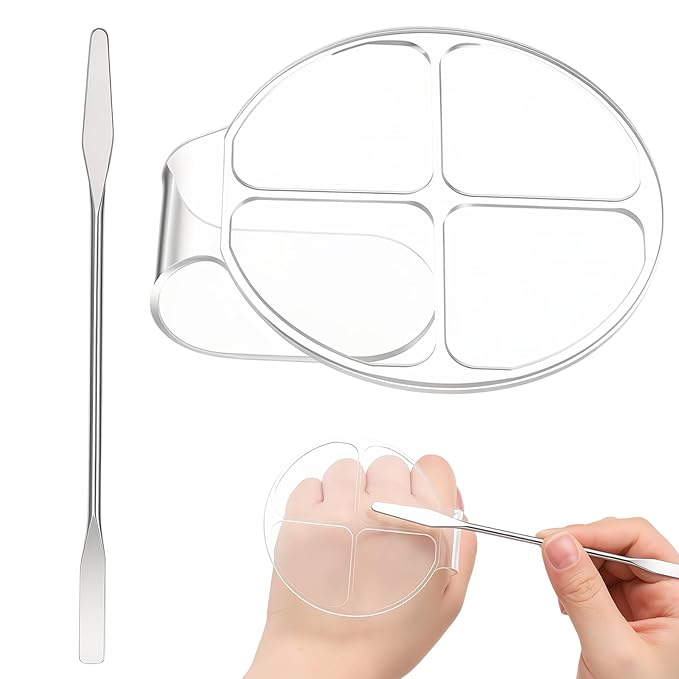 2Pcs Makeup Mixing Palette, Handheld Makeup Palette Acrylic Foundation Mixing Palettes Nail Art Manicure Tray Clear Cosmetic Mix Tray For Beauty Salon Color Cream Mixings Foundation